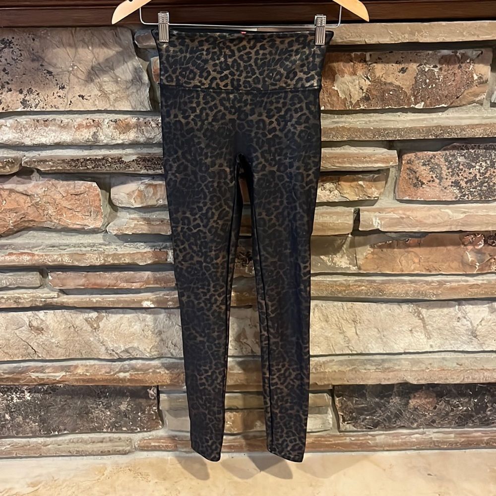 Spanx Leopard Print Faux Leather Leggings